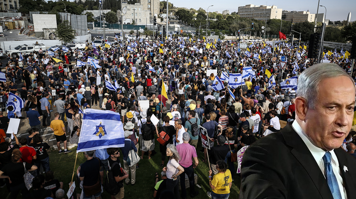 Çanlar Gazze kasabı Netanyahu için çalıyor! İsrail'de yüz binlerce kişi sokağa çıktı