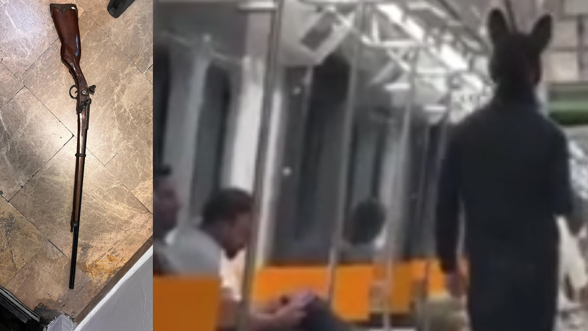 İstanbul'da şaşkınlık veren görüntü! Tüfekle metroya bindi