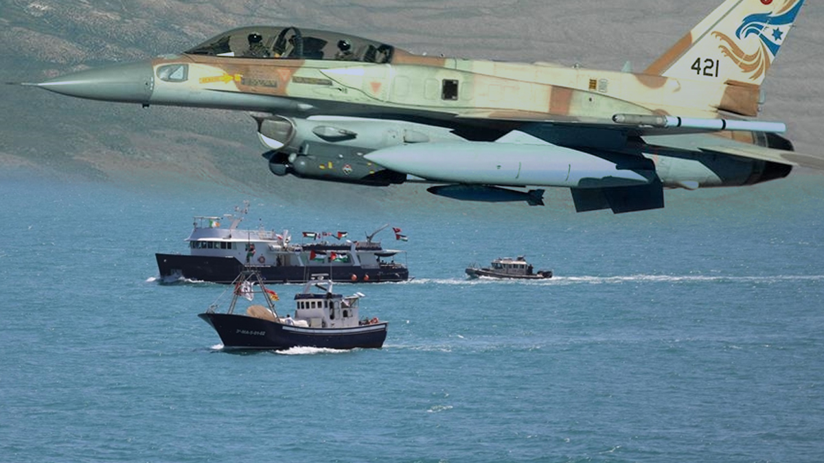 Soykırımcı İsrail'den Sumud'a gözdağı! Savaş uçağından füze ateşlediler