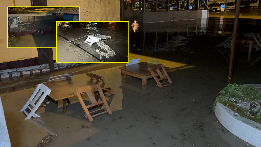 Çanakkale'de sel alarmı! Kenti ikiye bölen ırmak taştı: İş yerleri sular altında