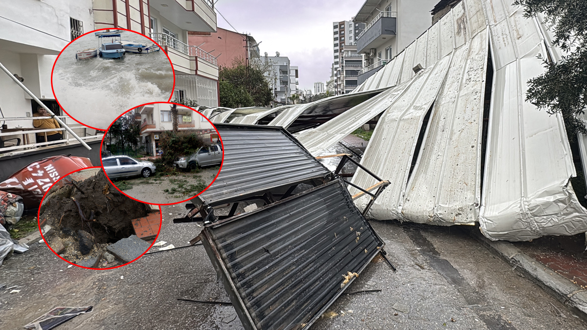 Mersin'de sağanak ve şiddetli rüzgar: Çatılar uçtu, ağaçlar devrildi