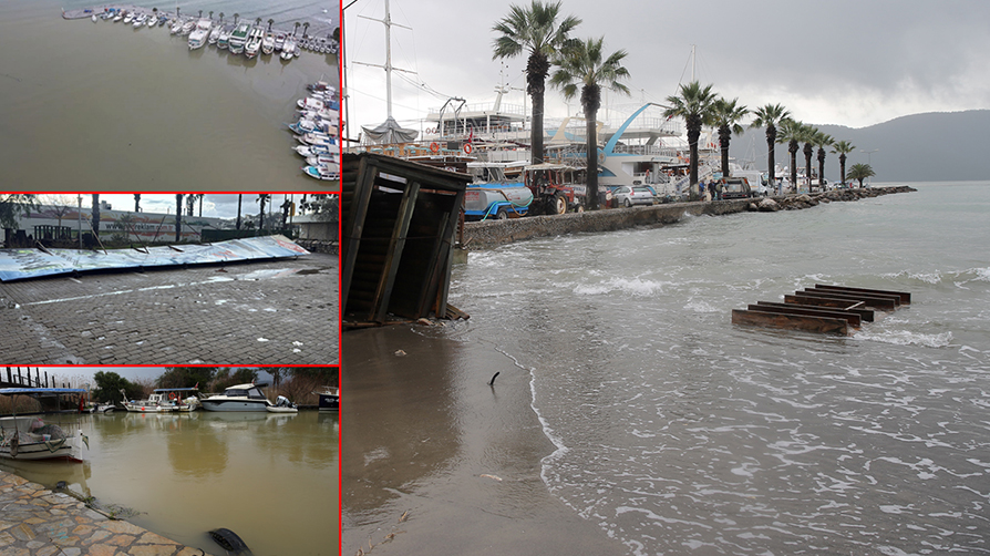 Muğla'da sağanak ve fırtına alarmı: Denizin rengi değişti