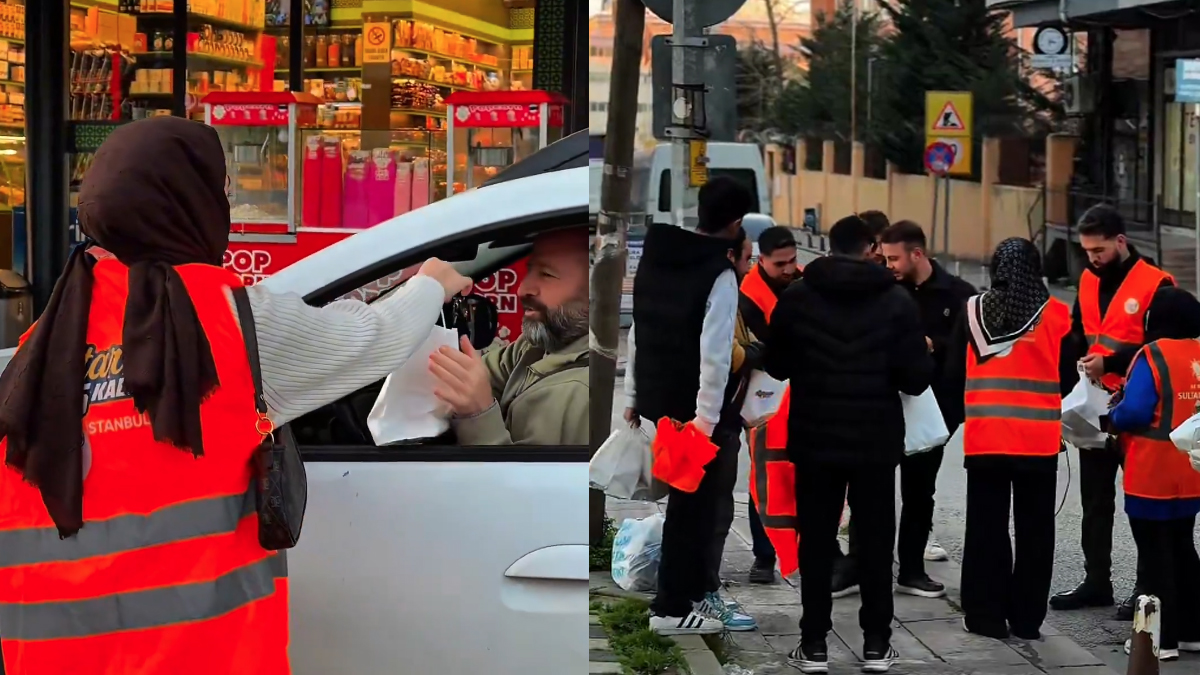 Ramazan'da trafikte kalan sürücülerin imdadına AK Parti Gençlik Kolları yetişti