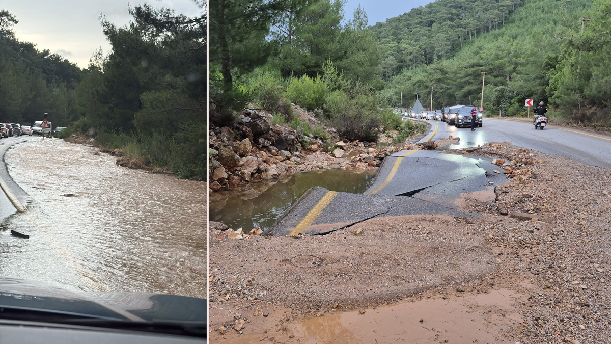 Tonlarca su yola aktı! Bodrum'da içme suyu isale hattı patladı