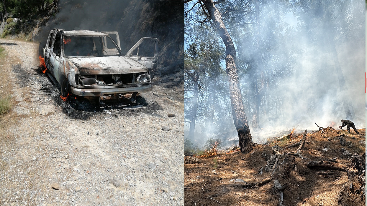 Fethiye'de korkutan yangın! Araçta başladı, ormana sıçradı