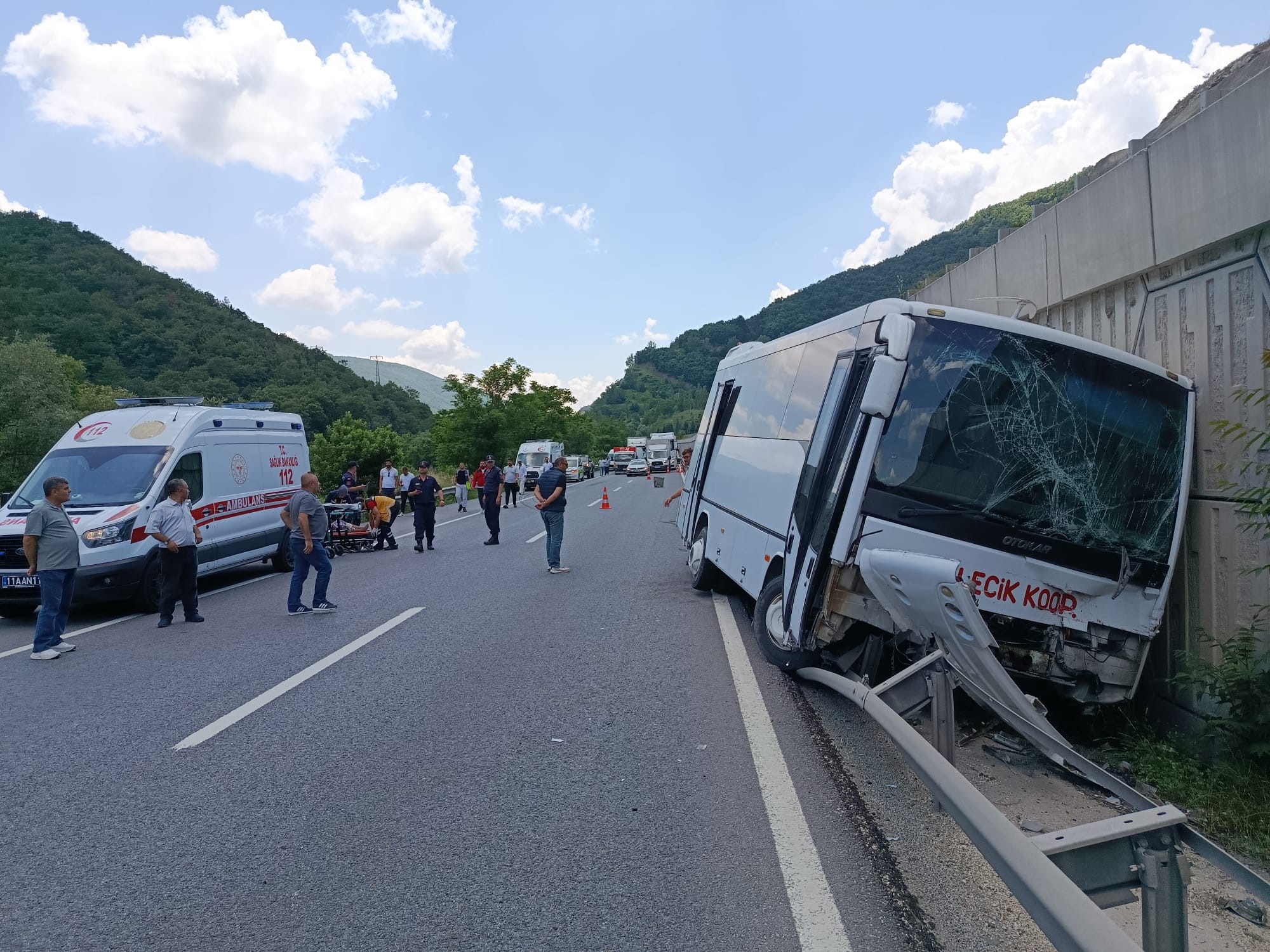 Bilecik'te korkunç kaza! Minibüs seyir halindeki t